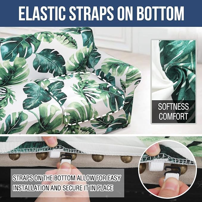 hyha Stretch Couch Covers, Sofa Cover for 3 Cushion Couch Pet Friendly | Floral Pattern, Printed, 4 Pieces, 3 Separate Cushion Sofa, Durable Anti-slip Washable Protector with Elastic Bottom for Dogs - Image 5