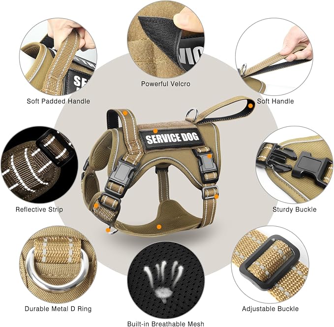 Tactical Dog Harness, No Pull Dog Harness for Medium Large Dogs with Handle & Molle, Military Service Dog Vest Harness in Training Pet Harness for Small Dogs - Image 4