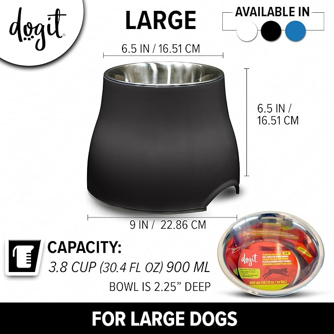 Dogit Elevated Dog Bowl, Black | Stainless Steel Dog Food and Water Bowl for Large Dogs, 73752 - Image 4