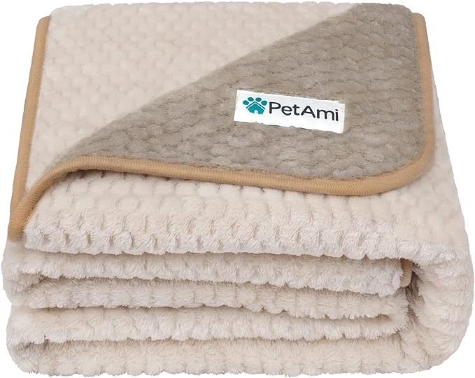 PetAmi Waterproof Dog Blanket, Leakproof Puppy Blanket, 40x60 Taupe Beige | For Medium Large Pets, Furniture Sofa Couch Cover Protector, Fleece Throw Indoor Cat Kitten, Reversible Washable Soft Plush by PetAmi