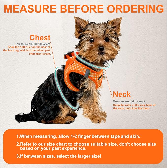AIITLE Step in Small Dog Harness and Leash Set, Puppy Pet Vest, Orange XS | Breathable Mesh, Adjustable Fit, No-Pull Reflective Design, Escape Proof, for Small-Medium Dogs, Outdoor Walking, Running - Image 3