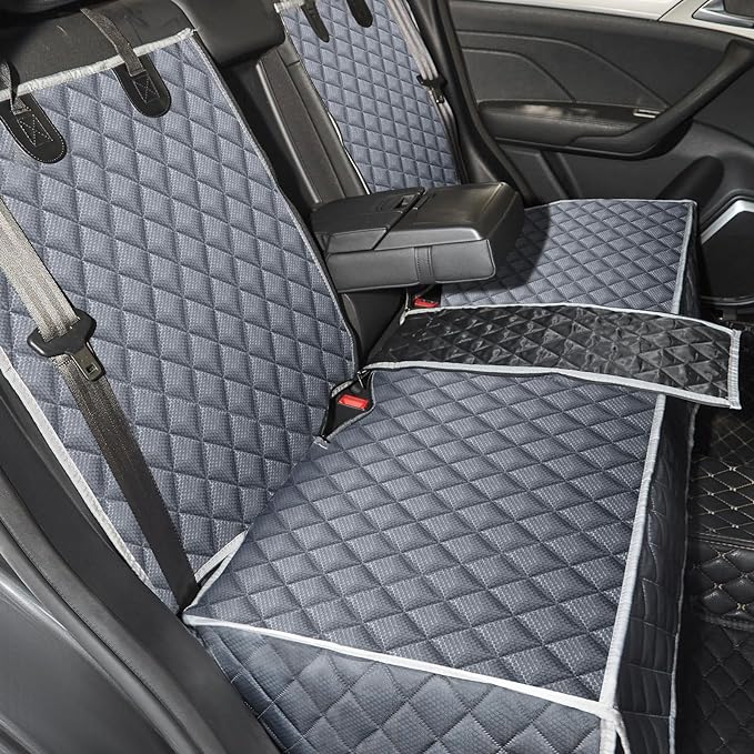 ANOSOSPECIAL Grey Dog Car Seat Cover for Back Seat X-Large,Non-Stick Fur,Pet-Friendly and Waterproof - Universal Fit Interior Protector for Auto, Van, SUV - Ideal for Kids and Pets (X-Large) by ANOSOSPECIAL