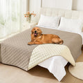 Smiry Waterproof Reversible Dog Bed Cover Pet Blanket | Pet Friendly, Soft Fabric, Washable Dog Blanket for Furniture Bed Couch Sofa, Checkered (82"x120", Taupe/Beige) by Smiry