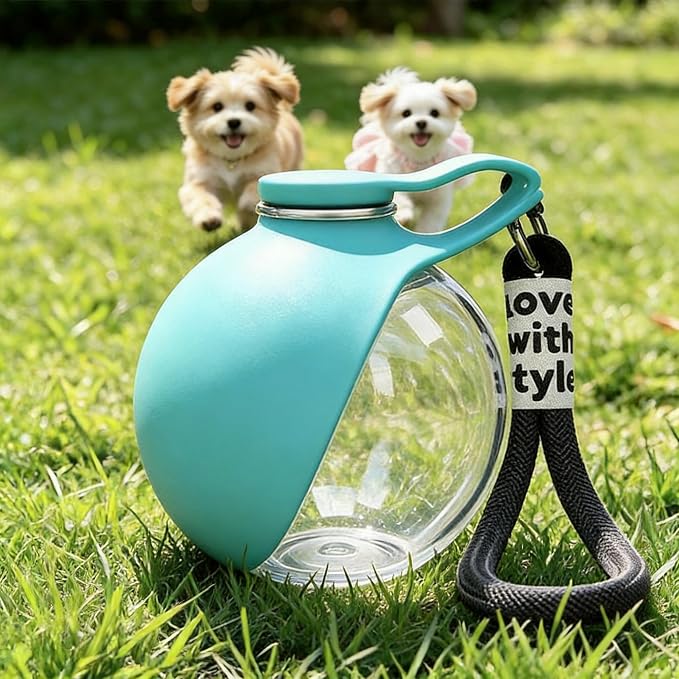 Portable Dog Water Bottle with Collar Clip, 10oz Leak-Proof Travel Pet Water Dispenser with Food-Grade PETG Bowl for Walking, Hiking & Outdoor Activities - Blue - Image 4