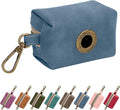 Didog Dog Poop Bag Holder for Leash, Stylish PU Leather, Blue | Easy Clean for Daily Walking, Quick to Install on Leash & Harness, Easy-Pull with Metal Clip, Includes 1 Roll Pet Waste Bag by Didog