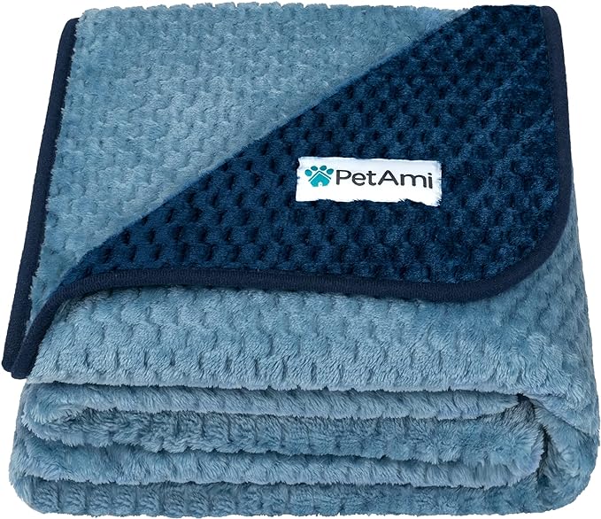 PetAmi Waterproof Dog Blanket, Leakproof Pet Blanket, Twin 60x80 Navy Blue | XL for Large Dogs, Furniture Sofa Couch Cover Protector, Fleece Cat Throw Bed Crate Kennel, Reversible Washable Soft Plush by PetAmi