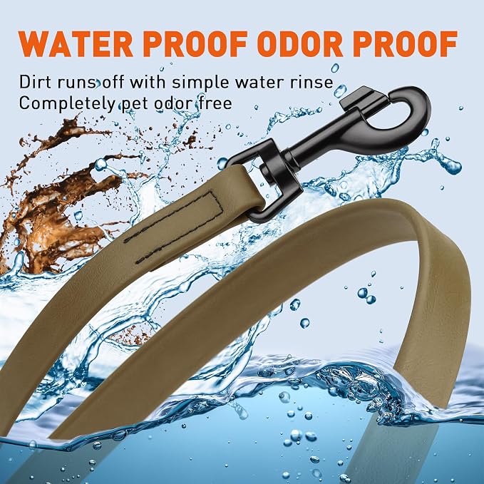Dogline Biothane Waterproof Dog Leash Strong Coated Nylon Webbing with Black Hardware Odor-Proof Easy to Clean High Performance for Small or Large Dogs Made in USA 4 or 6 ft Lead, Coyote Brown - Image 6