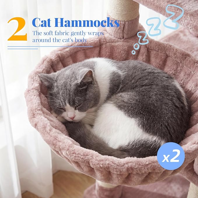 Hey-brother Cat Tree, Multi-Level Tower with 3 Condo, Hairbrush, MPJ035-MMU - Image 5