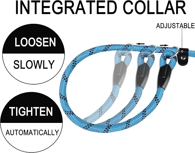 Dog Leash, 6 FT Slip Lead Dog Leashes, Durable Premium Quality Strong Training Rope Slip Leash with Comfortable Padded Handle and Highly Reflective Threads for Small Medium and Large Dogs, (Blue) - Image 4