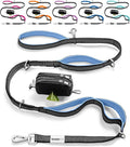 Heavy Duty Dog Leash for Large Dogs – 6FT Reflective Bungee with Padded Handles, Strong Carabiner Clip, No Pull Control for Medium & Large Breeds, Includes Poop Bag Holder & Treat Pouch (Purple-Blue) by Leashrr20