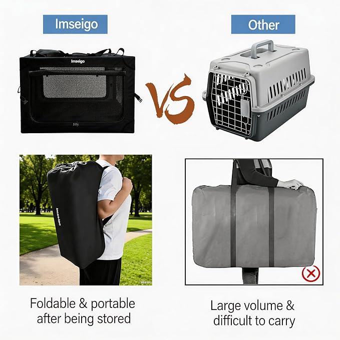 Collapsible Dog Crate, Portable Soft Dog Crate with Fleece Bed for Medium Dog, Folding Travel Carrier Kennel with 3-Door Mesh Windows for Indoor &Outdoor - Image 7