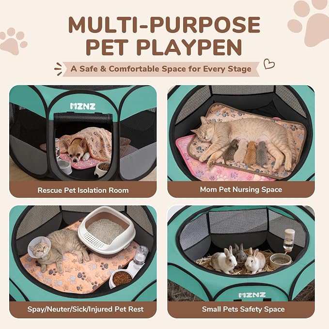 Dog Cat Small Animal Puppy Playpen Crate with 3 Blankets, Small, Blue | Portable Pop Up Pet Cage Enclosure Tent Kennel Indoor Outdoor with Carrying Case, No Assembly, Camping Use - Image 3