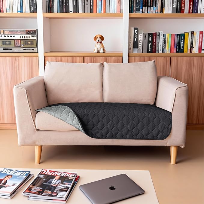 gogobunny 100% Double Sided Waterproof Dog Blanket Soft Pet Bed Cover Reversible Protect Furniture Couch Sofa Car for Puppy Large Dog Cat (Dark Charcoal/Light Charcoal, 32x53 Inch (Pack of 1)) - Image 4