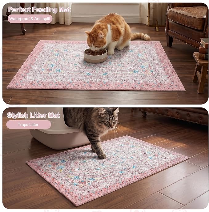 Glittme Cat Litter Mat, 40"x30" Non-Slip Washable Trapping Mat for Cats | Litter Trapping Mat With Thick PVC Coil To Catch Scatter, Soft On Paws And Waterproof Bottom To Protect Floors - Image 7