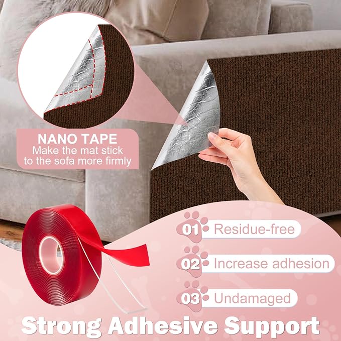 ENONCI 23.6x15.8 Cat Scratcher Mat, Self-Adhesive Cat Scratch Furniture Protector - Image 5