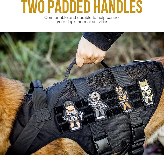 OneTigris Tactical Dog Harness for Small Dogs, No Pull Small Dog Vest Harness with Handles Breathable Military Dogs Molle Vests, Harness for Walking Hiking Training (Black, XS) - Image 4