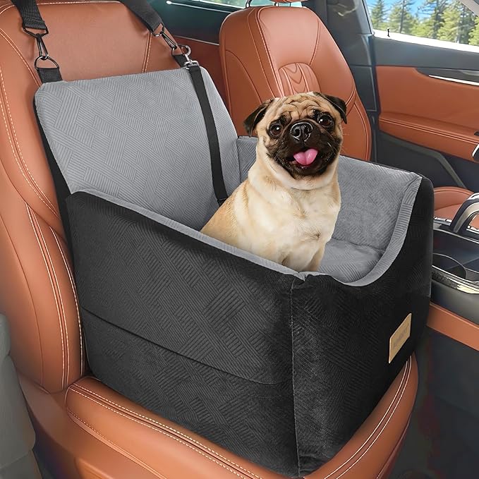 JOEJOY Dog Car Seats for Small Medium Dogs Under 35lbs, Dog Booster Seat with Detachable Washable Cover and Cushion, Memory Foam Pet Car Seat with Safety Belt and Storage Pockets (BLG) - Image 2