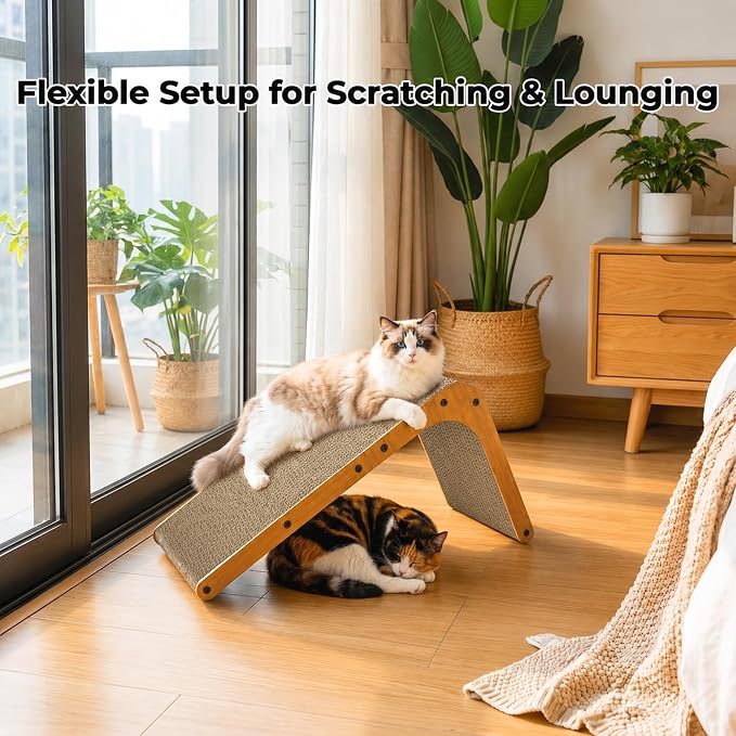 PatiencET L Shape Cat Scratcher, 26 Inch Cardboard Scratch Pad | For Indoor Cats, Large Vertical Scratch Board, Furniture Protector - Image 2