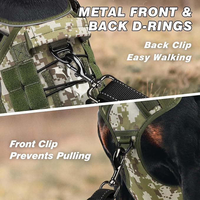 WINGOIN Tactical Dog Harness for Small Dogs,Heavy Duty No Pull Dog Harness | with Handle,Adjustable Reflective,Military K9 Style,Big Size Dog Vest,for German Shepherd,for Walking Training Hunting - Image 2