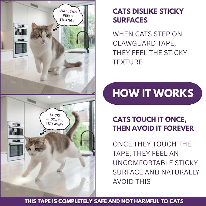 Cat Training Tape Sheets – 10 XL (17x11.5 in) Double-Sided Anti Scratch Shields – Cat Scratch Furniture Protector for Sofa, Couch & Surfaces - Image 6
