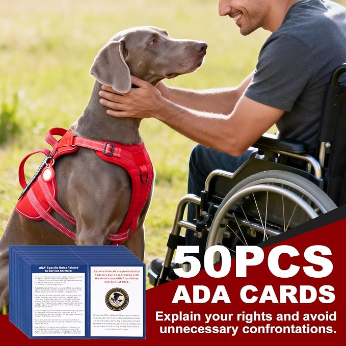 Service Dog Harness + ID Tag 50 ADA Information Cards - No Pull Dog Vest 10 PCS Removable Patches - Reflective Emotional Support Animal Vest for Large Dogs - Adjustable Breathable ESA Training Vest - Image 6