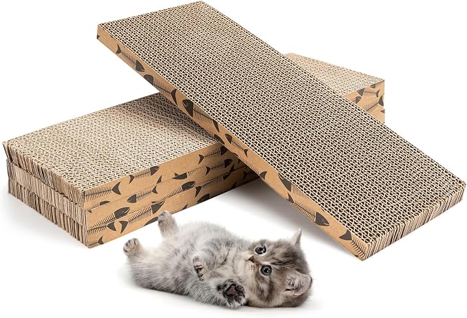 Mini Cat Scratching Board 4pcs Brown Cardboard Cat Scratcher Scratch Pad for Indoor Cats by Unknown