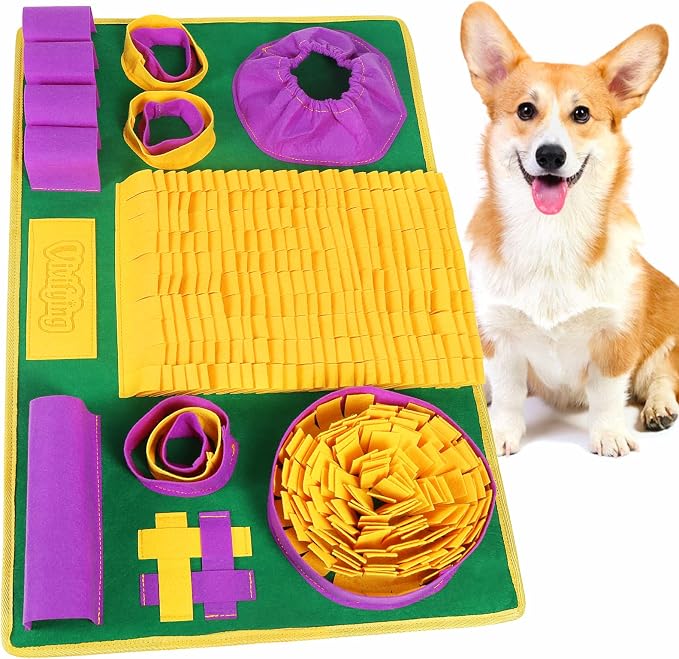 Vivifying Snuffle Mat for Dogs, Interactive Dog Puzzle Toys for Boredom and Mental Stimulation, Sniff Mat Helps Puppy and Cats Slow Eating and Keep Busy by Vivifying