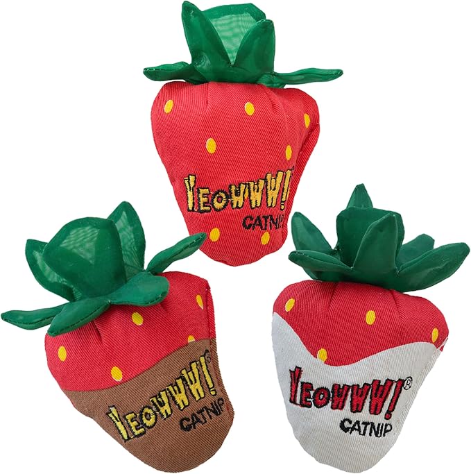 Yeowww!, Strawberries Catnip Cat Toy, 3 Count - Image 2
