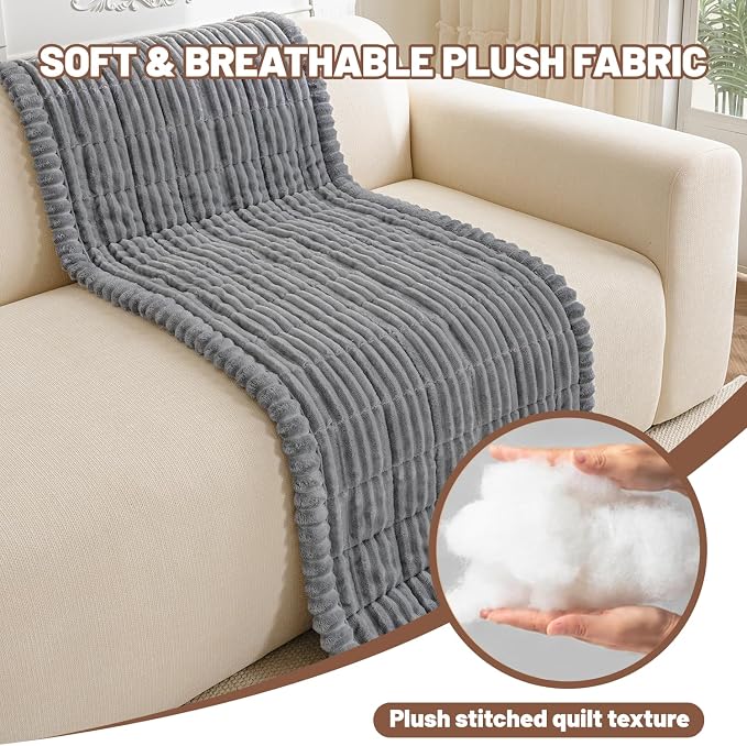 Couch Cover for Dogs Washable, Non Slip Soft Cozy Waterproof Light Grey | Pet Friendly, Fuzzy Durable Plush Thick Slipcovers for 3 Cushion Sofa Cover Protector Mat Bed Furniture Couches 27.6"x70.9" - Image 8