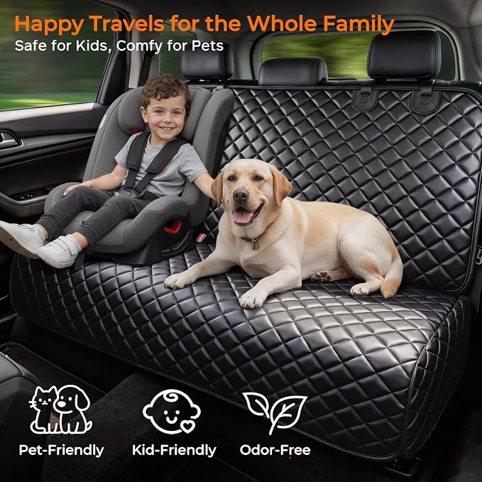 URPOWER Dog Car Seat Cover for Back Seat, Waterproof PU Leather | Non-Slip, Scratch-Resistant Rear Bench Seat Protector for Dogs, Easy to Clean, for Full-Size SUVs & Pickup Trucks - Image 7