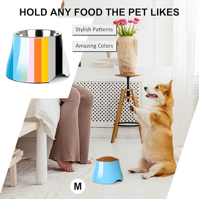 Dog Bowls,Cone Friendly Non Slip Single Dog Bowl with Stainless Steel Inner, Raised Bowls for Small Dogs Spaniel Dogs Long Ear, High Capacity, M/2 Cup Aqua Blue - Image 6
