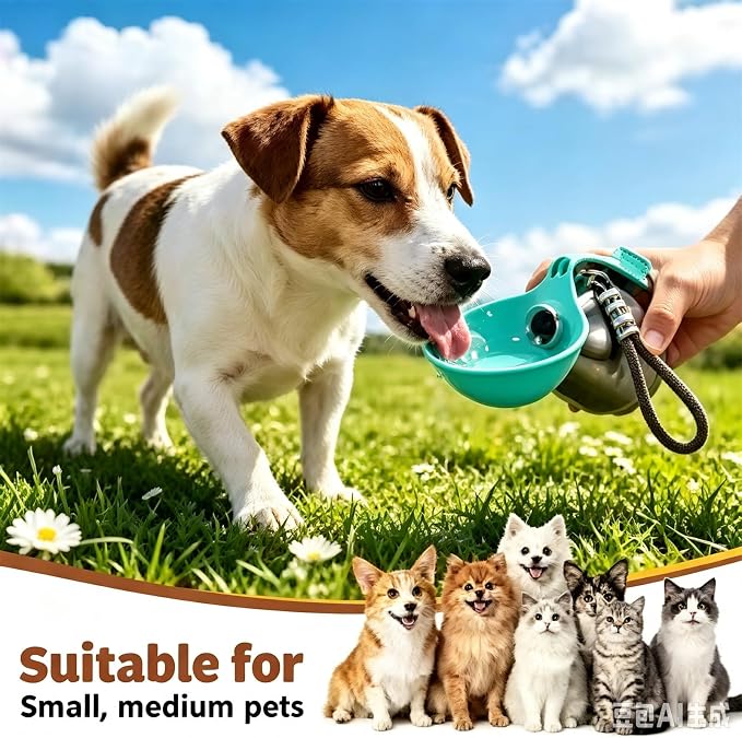 2 in 1 Portable Tumbler for Pet,2026 New 10Oz Stainless Steel Dog Water Bottle with Silicone Foldable Bowl - Image 5