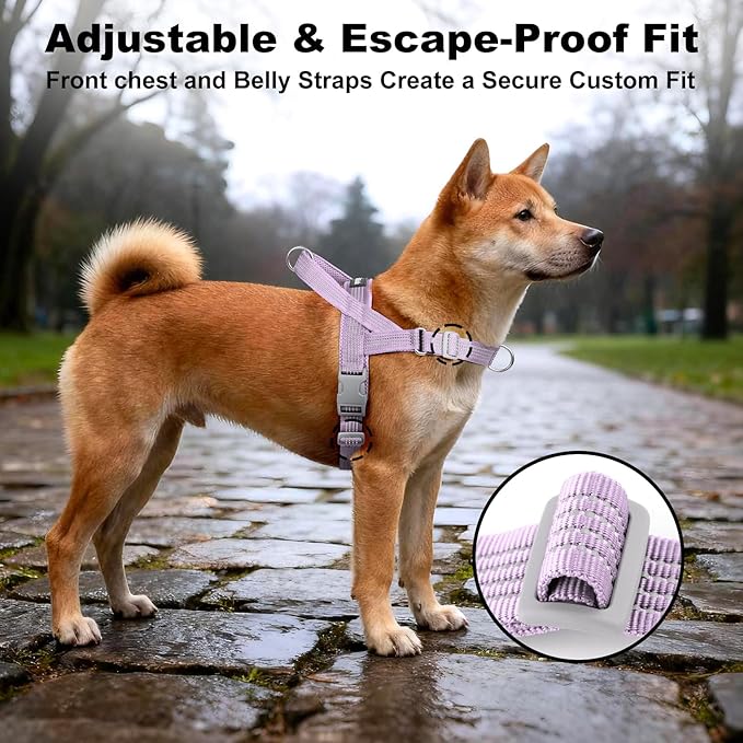 No Pull Dog Harness with Handle, Adjustable Soft Mesh Padded Vest | Reflective Walking Harness with Front Clip for Small Medium Large Dogs, Quick Fit No Escape for Training, Purple, S - Image 5