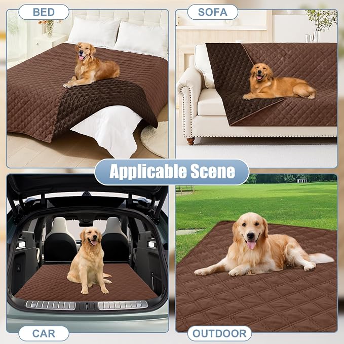 Smiry Waterproof Reversible Pet Couch Covers for Dogs | Pet Friendly, Soft Fabric, Washable Sofa Furniture Protector for Dogs Cat Kids, Checkered (30"x90", Brown/Chocolate) - Image 7