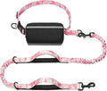 Hands Free Dog Leash with Zipper Pouch, White-Pink Mix, Large | Waist Leash, Dual Padded Handles, Shock-Absorbing Bungee, Adjustable Waist Belt, Walking and Running by iYoShop