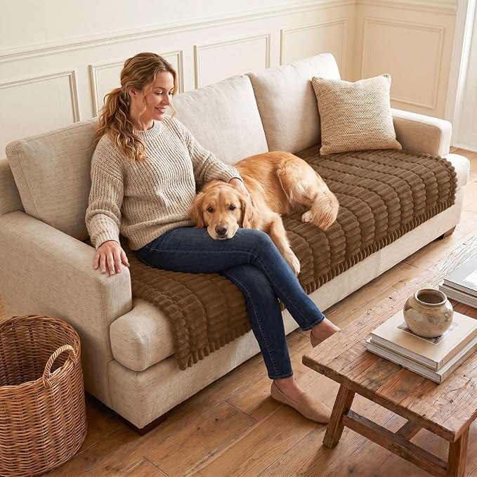 hyha Couch Cover for Dogs, Washable Non Slip Plush Flannel Sofa Protector | Thick Flannel, Anti-Slip Backing, Pet Hair & Scratch Protection, Fits Sofa & Loveseat (35.4" x 88") - Image 2
