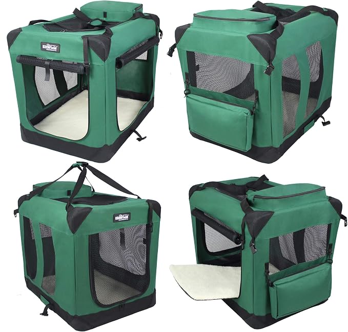 EliteField 3-Door Soft Dog Crate with Bed & Carrying Bag (2-Year Warranty) | 3 Mesh Doors, Steel Frame, Removable & Washable Crate Cover and Bed Cover, Storage Pockets, Indoor/Outdoor, Foldable - Image 4