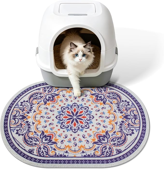 Cat Litter Mat, 24"x15" High Density PVC Litter Rug Trapping Mat, Non-Slip, Waterproof & Urine-Proof Kitty Litters Catcher Mats, Keep Floor Clean, Soft on Kitten Paws, Cat Essentials Blue by Yigerlee