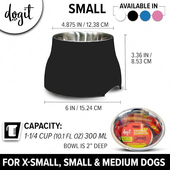 Dogit Elevated Dog Bowl, Stainless Steel Dog Food and Water Bowl for Small Dogs, Black, 73744 - Image 4