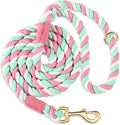 6 FT Handmade Rope Dog Leash for Small Medium and Large Dogs | Soft and Comfortable Grip, New Golden Heavy Duty Metal Clasp, Cherry Blossom Pink by PetsGoodFriend