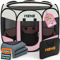 Dog Cat Small Animal Puppy Playpen Crate with Pee Pad, Small, Pink | Portable Pop Up Pet Cage Enclosure Tent Kennel Indoor Outdoor with Carrying Case, No Assembly, Camping Use by MZNZ