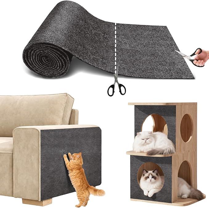 Cat Scratching Mat for Couch, Anti Scratch Furniture Protector | 39.3x15.8In Guard Carpet, Corner Protector, Trimmable Cat Pad Board Replacement, Sofa Deterrent from Claws, DarkGrey by SEPAZON