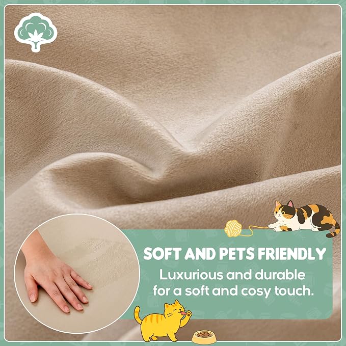 Loiion Cat Scratch Couch Cover Waterproof Sofa Cover 118"x91" Almond | Pet-Friendly Couch Protector, Anti-Scratch & Non Slip Sofa Cover For Cats Dogs Kids, Machine Washable - Image 2