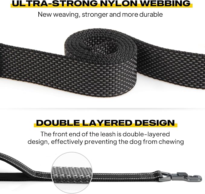 Fida Heavy Duty Dog Leash for Medium Large Dogs, 6 FT, Dual Padded Handles | Traffic Handle for Close Control, Advanced Easy Snap Hook, Reflective, Strong Nylon Webbing for Daily Walks & Training, Black - Image 3