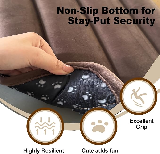 pobopobo Dog Crate Pad, Ultra Soft & Anti-Slip Kennel Mat, Secure Fit for Metal Crates & Dog Cages, Washable Cozy Bed for Small Medium Large Dogs (Dark Brown, L(34"*20"*1.5")) - Image 4