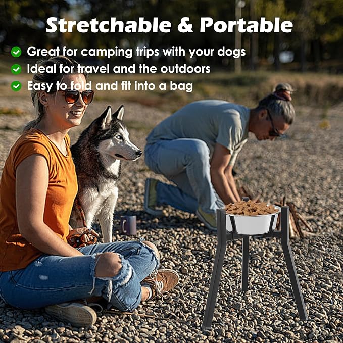SHAINFUN Raised Dog Bowl Stand, Adjustable Width 8.3-12.6", Single Elevated Food Water Holder, Bowl Not Included - Image 7