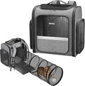 Pawtners Cat Backpack with Play Tunnel, Design for Carrying Playing Grey | Expandable, Foldable, Breathable, Large Space, Durable, Perfect for Cat Small Dog, Travel Hiking Camping Walking Car by Pawtners