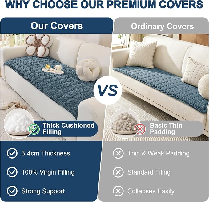OstepDecor Couch Cover for Dogs, Washable Non Slip Sofa Cover for Pets | Soft Couch Covers for Sofa, Loveseat and Sectional, Furniture Protector Against Pet Hair & Dirt (35.4" x 35.4", Blue) - Image 7