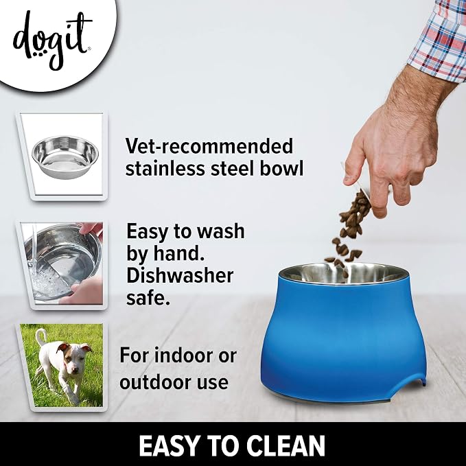 Dogit Elevated Dog Bowl, Stainless Steel Dog Food and Water Bowl for Small Dogs, Blue, 73743 - Image 6