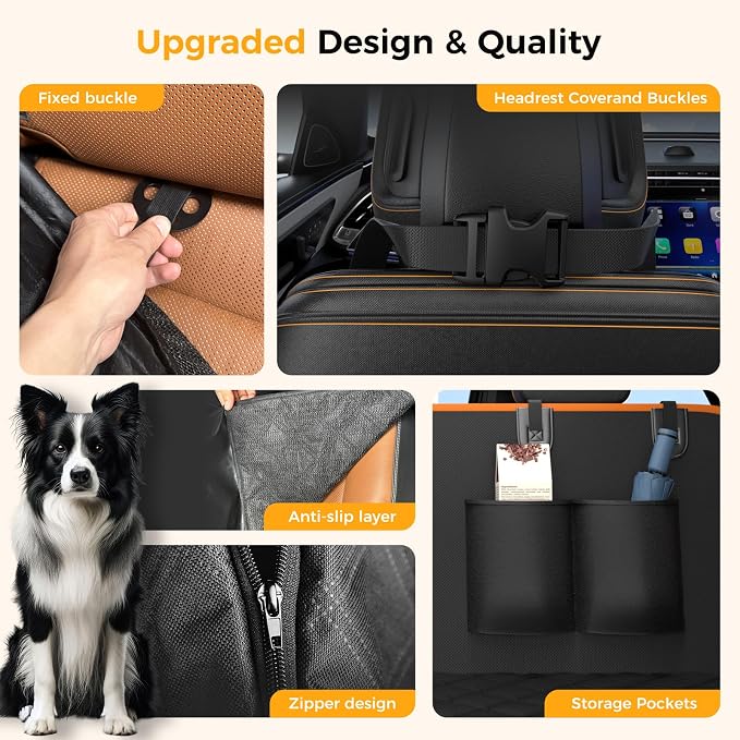 Dog Car Seat Cover for Back Seat,100% Waterproof Scratch Proof Nonslip Seat Cover,600D Heavy Duty Scratch Proof Nonslip Durable Soft Dog Hammock - Image 3